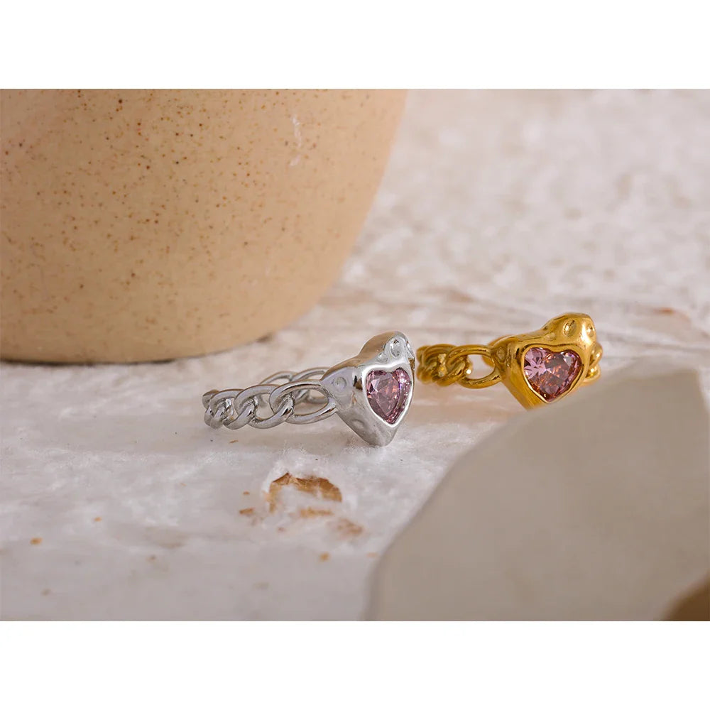 18K Exquisite Pink CZ Ring